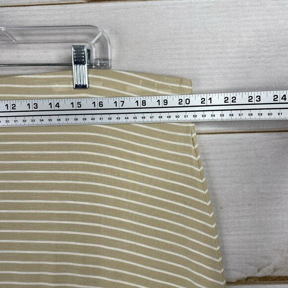 J Jill Midi Skirt XL Beige White Stripe Elastic Waist Pull On Stretch Asymmetric - Picture 4 of 7
